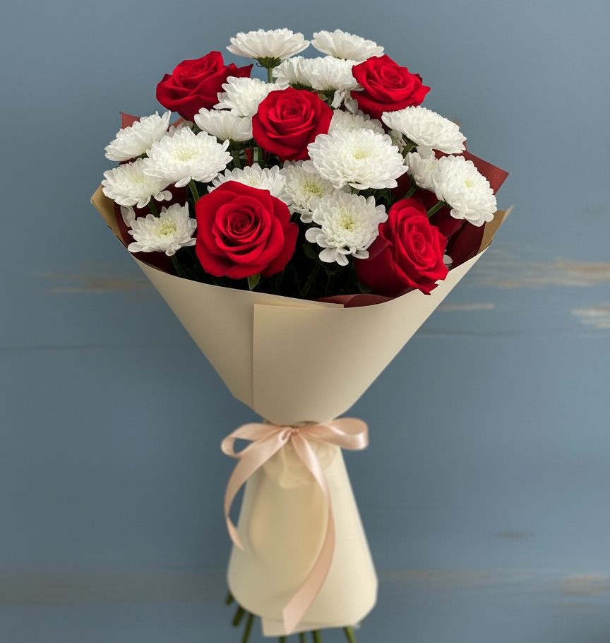 Букет цветов из: Розы и Хризантемы в Осташкове