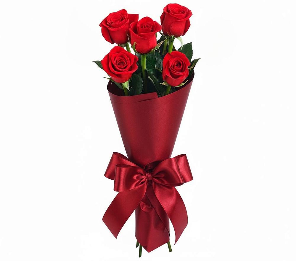 Букет 5 Красных роз Эдлесс Лав в Осташкове