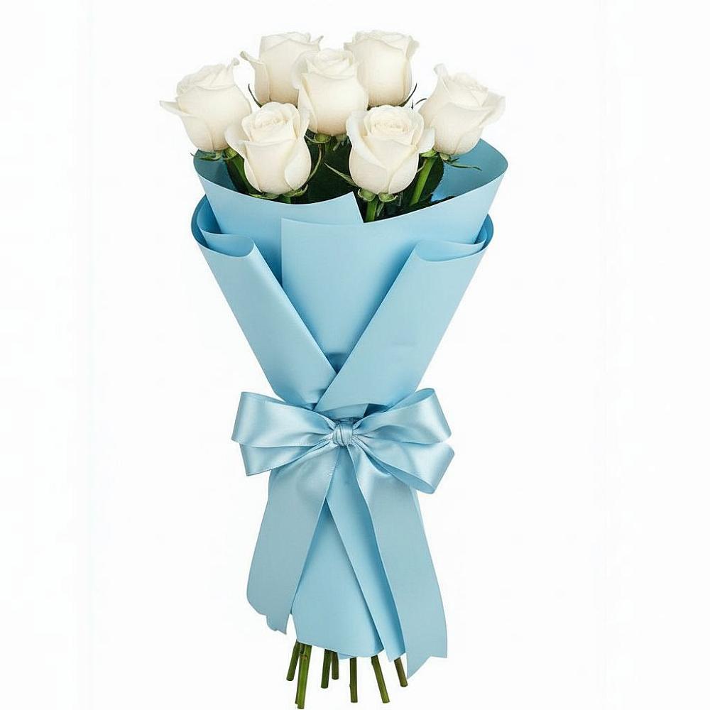 Букет 7 белых роз Проуд в Осташкове