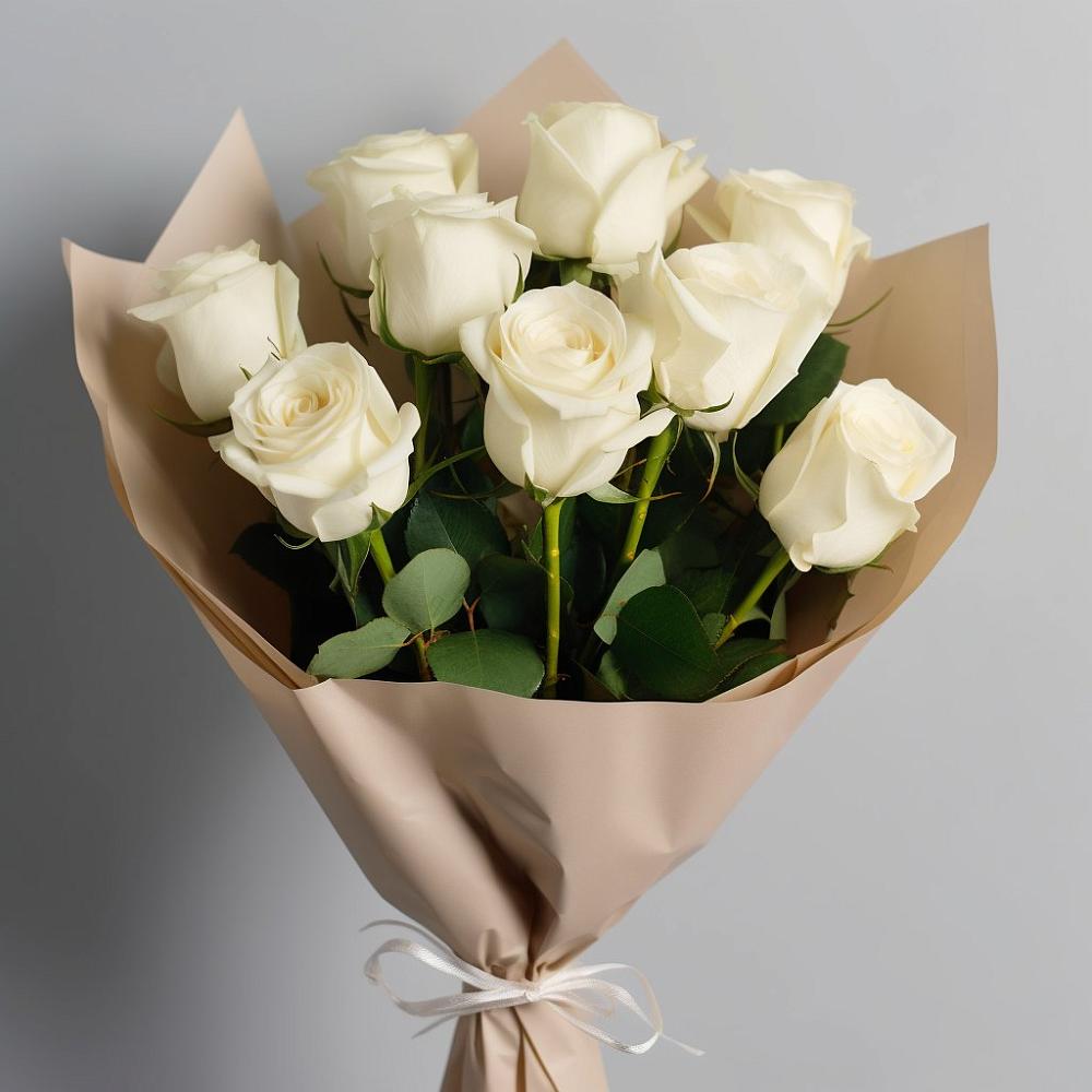Букет 9 Белых роз Эдлесс Лав в Осташкове