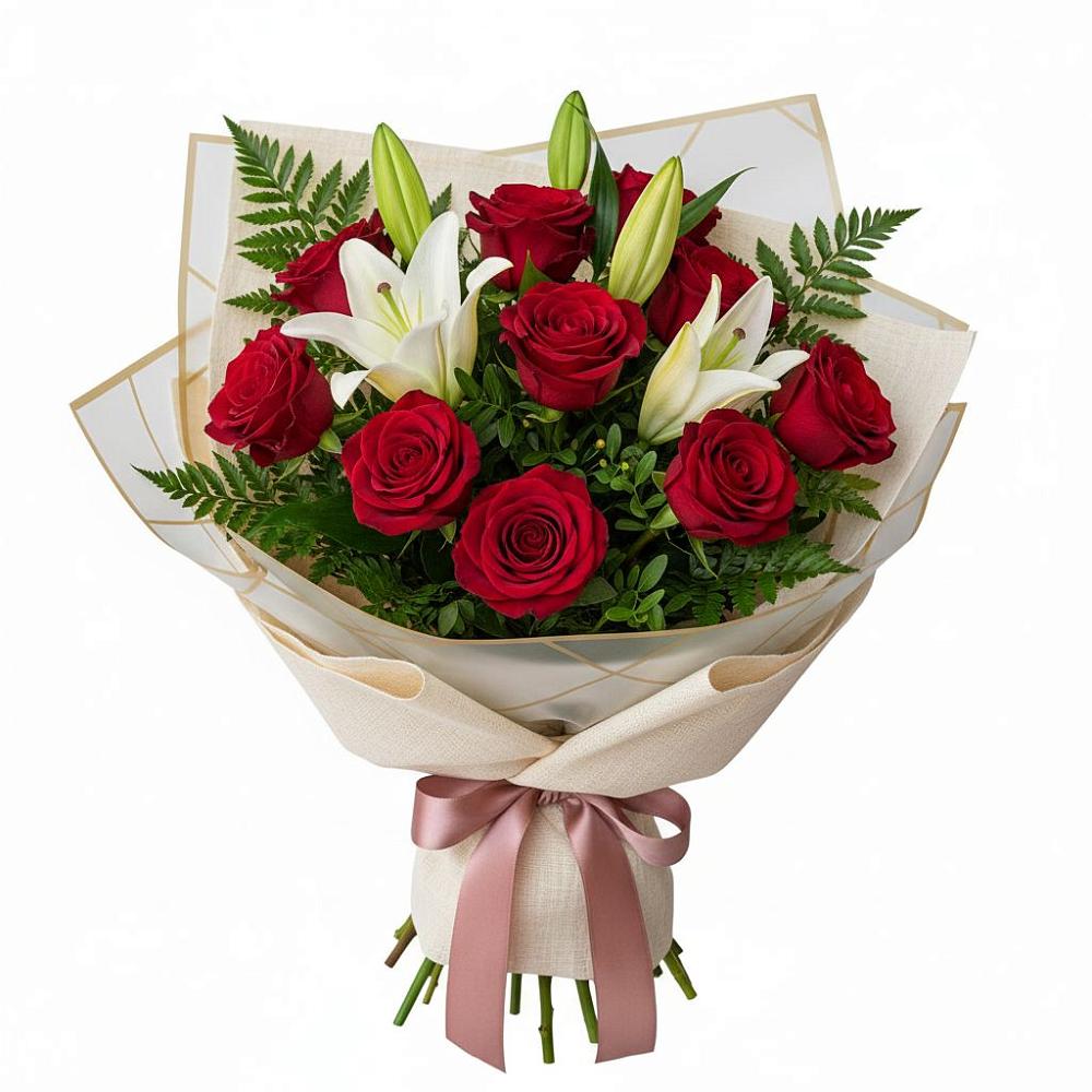 Букет цветов из: Лилии и Розы в Осташкове