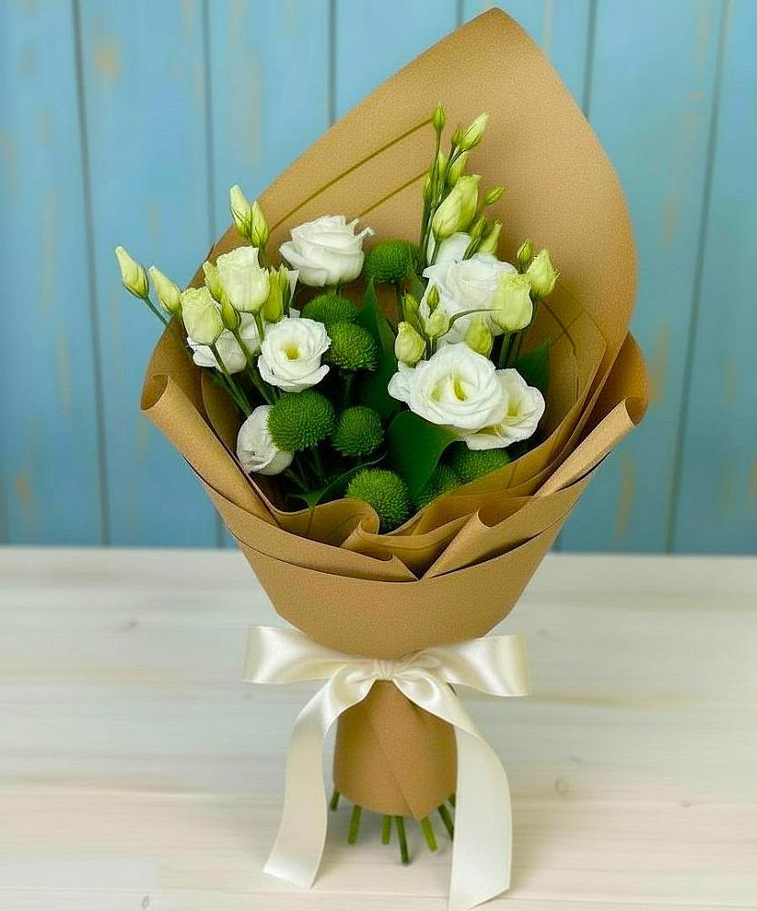 Букет цветов из: Хризантемы и Лизиантусы в Осташкове