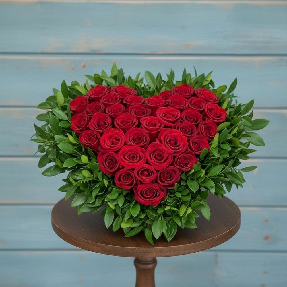 Цветочная композиция из Розы в виде сердца в Осташкове