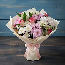 Букет цветов из:  Хризантемы, Альстромерии и Розы в Осташкове