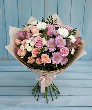 Букет цветов из:  Хризантемы, Розы и Альстромерии в Осташкове