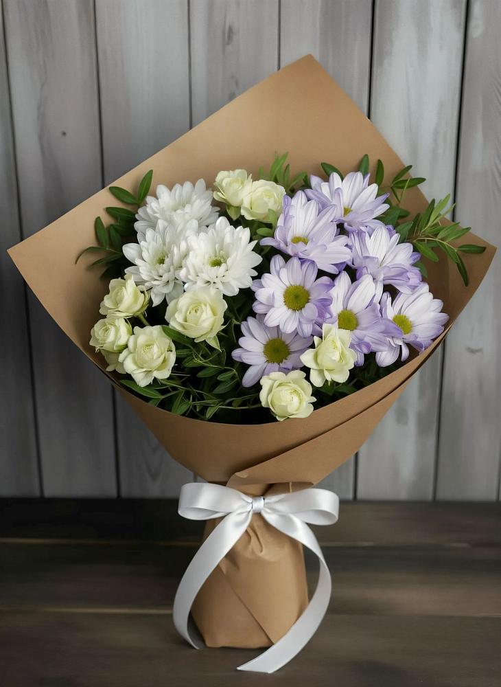 Букет цветов из: Хризантемы и Розы в Осташкове